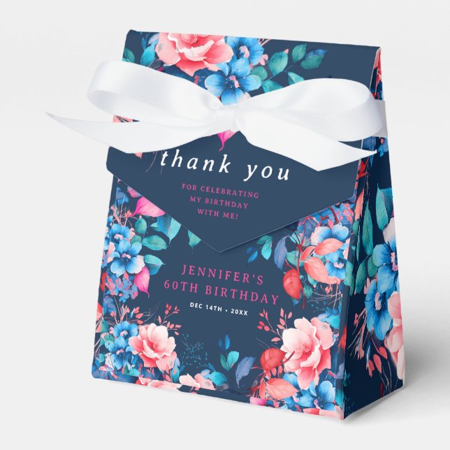Ballotins Chic Aquarelle Floral 60e Anniversaire Marine (Verso)