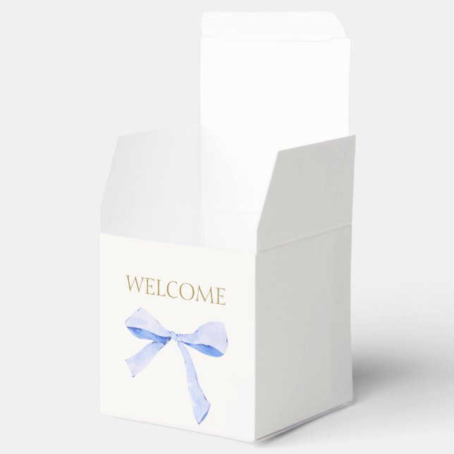 Ballotins Chic blanc | Bienvenue du Mariage de ruban bleu (Ouvert)