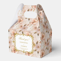 Chic Blush Gold Wedding Favor Box Détails floraux