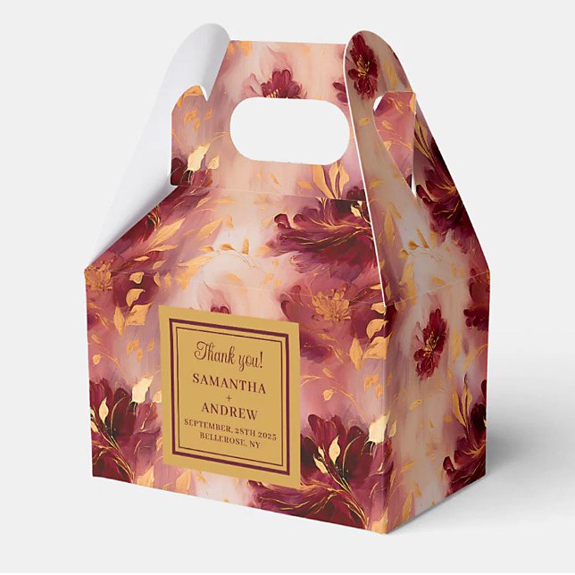 Ballotins Chic Bourgogne Blush Gold Boho Wedding Favoriser B (Chic Burgundy Blush Gold Boho Wedding Favor Box)