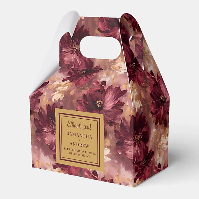 Ballotins Chic Burgundy Blush Gold Wedding Favor boîte cadea (Chic Burgundy Blush Gold Wedding Favor Gift Box)