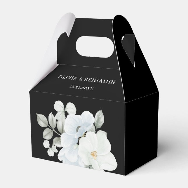 Ballotins Chic Elegant Floral noir et blanc Mariage (Verso)