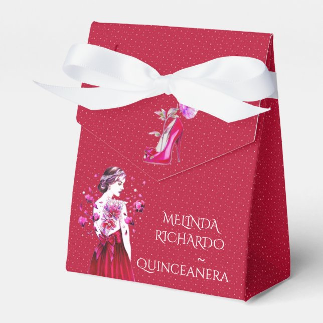 Ballotins Chic Hot rose oeillets Quinceanera Party (Verso)