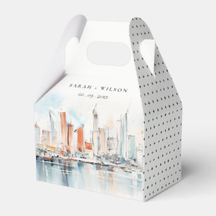 Ballotins Chic Miami Floride Skyline Mariage d'aquarelle