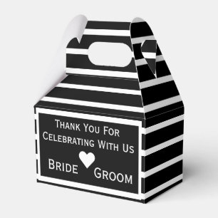 Ballotins Chic Noir Personnalisé Mariage Boîte de Faveur