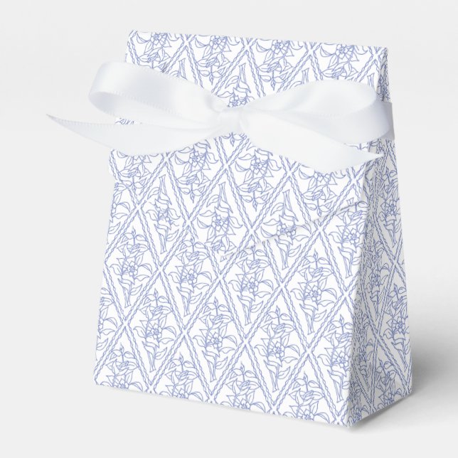Ballotins Chic Périwinkle Bleu Blanc Floral Diamond Motif (Verso)