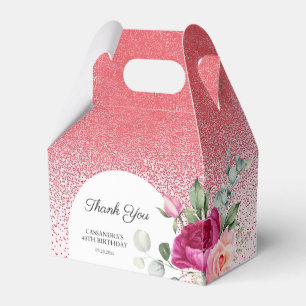 Ballotins Chic Rose Floral Red Parties scintillant Anniversa
