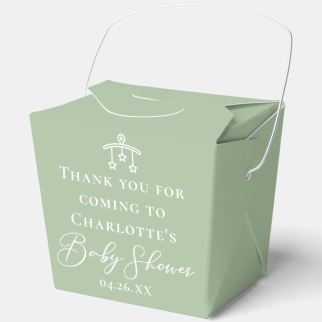 Ballotins Chic Sage Green Baby Shower Customized Fortune (Recto)