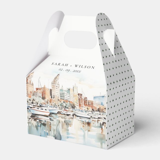 Ballotins Chic Tampa Floride Skyline Mariage d'aquarelle (Verso)