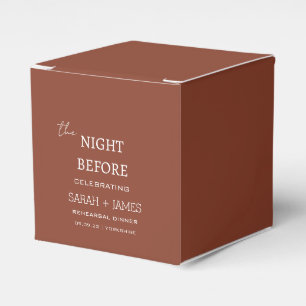 Ballotins Chic Terracotta la nuit avant le dîner de répétiti