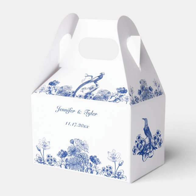 Ballotins Chine florale bleue et blanche Motif avec oiseaux (Verso)
