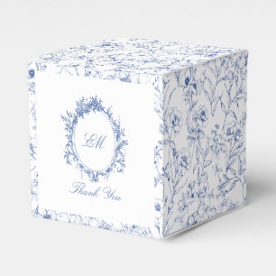 Ballotins Chinoiserie Blue Toile Floral Crest Mariage