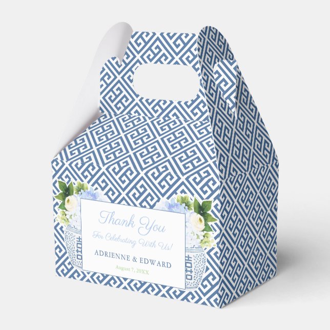 Ballotins Chinoiserie Chic Navy Blanc Clé grecque Mariage (Verso)