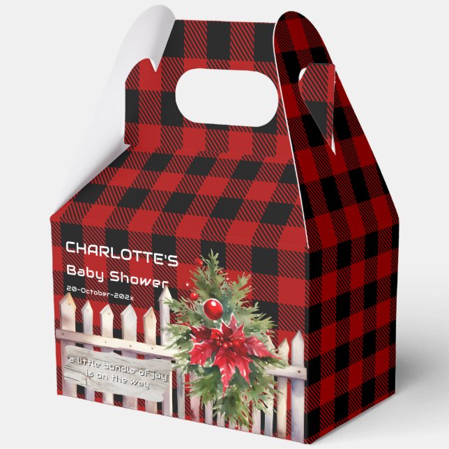 Ballotins Christmas Fence Buffalo Plaid Baby Shower (Recto)