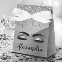 Cils avec strass et paillettes argentées Monogramm