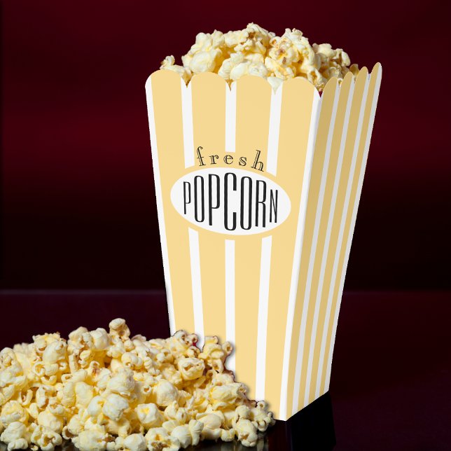 Ballotins Cinéma frais rayé jaune et blanc Popcorn (Yellow & White Striped Fresh Movie Popcorn Favor Boxes
)