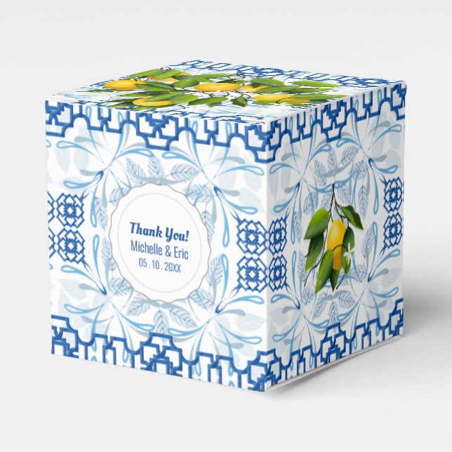 Ballotins Citron bleu et blanc Mariage méditerranéen (Verso)