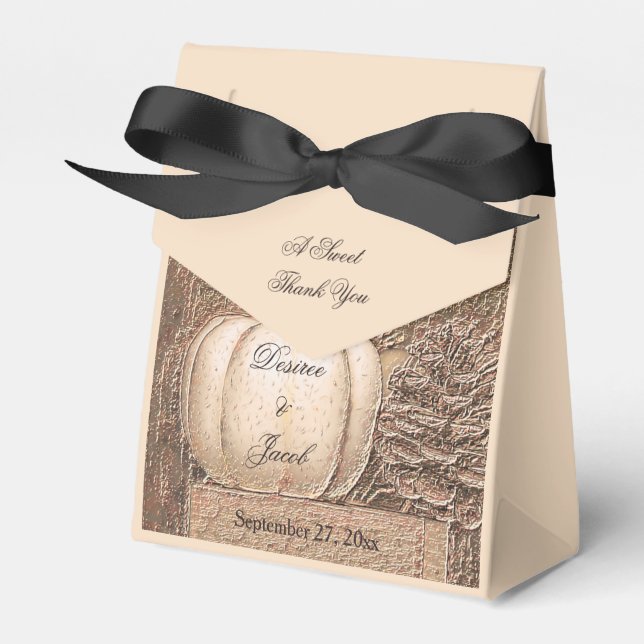 Ballotins Citrouille d'automne Gold White Pays Mariage rusti (Verso)