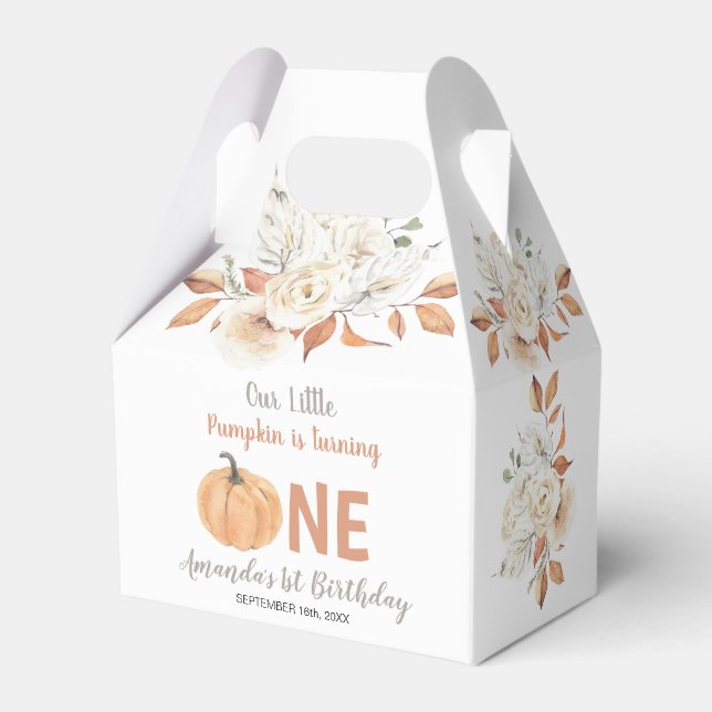 Ballotins Citrouille orange 1er anniversaire Rustique Floral (Verso)