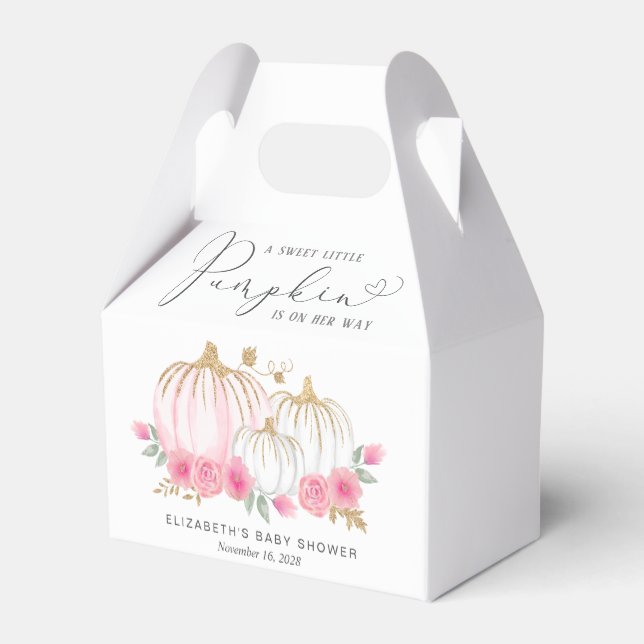 Ballotins Citrouille rose Floral bébé fille douche Merci (Arrière)