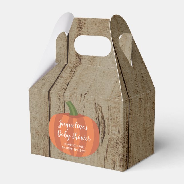 Ballotins Citrouille rustique Baby shower de chute de bois F (Verso)