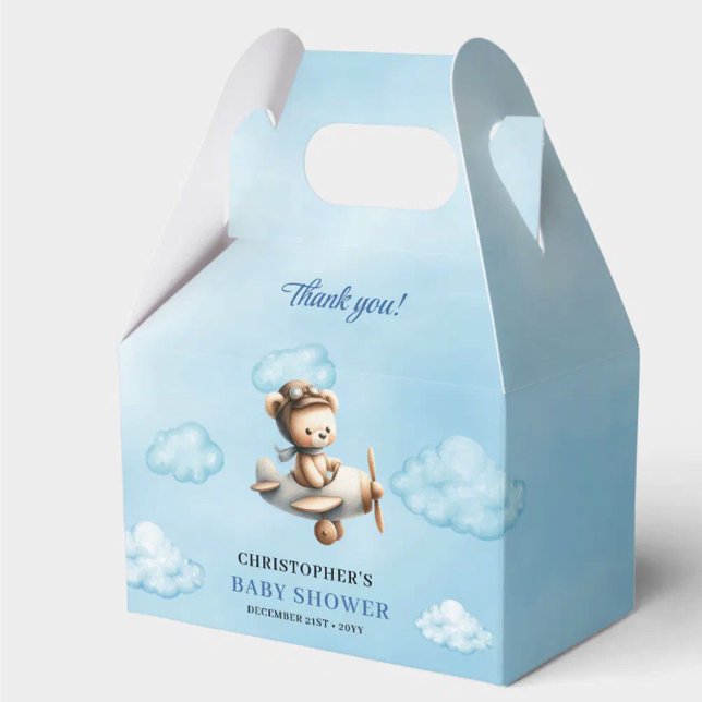 Ballotins Classic Teddy Bear Pilot Blue Brown Boy Shower  (Sweet Boy Shower Aviator Bear Blue Brown Box)