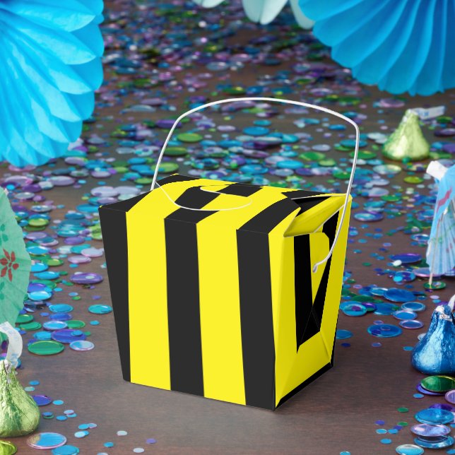 Ballotins Classique boîte à emporter rayée jaune vif et noir (Fête)