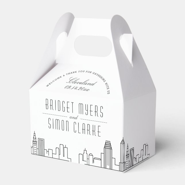 Ballotins Cleveland, Ohio | Ville Skyline Wedding Favor Box (Verso)