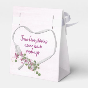 Ballotins Coeur de ruban blanc avec Ballotin de fleurs roses