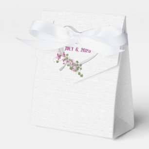 Ballotins Coeur de ruban blanc avec Ballotin de fleurs roses