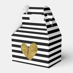 Ballotins Coeur noir et blanc d'or de rayures
