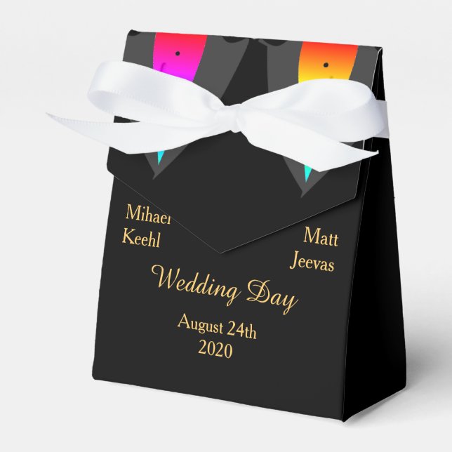 Ballotins Coeurs Aglow avec Fierté Gay Wedding Favor Box (Verso)