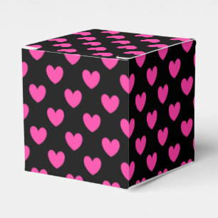 Ballotins Coeurs de polka rose Fuchsia sur noir