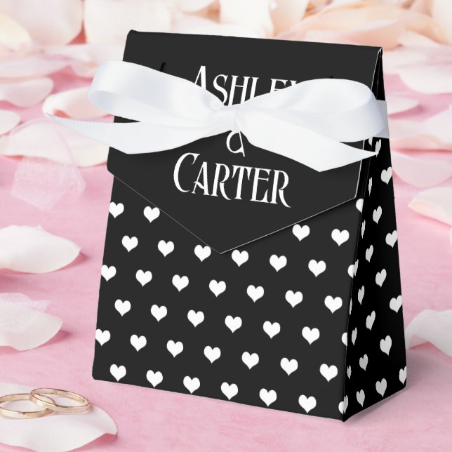 Ballotins Coeurs Mariages blancs sur noir (Mariage)