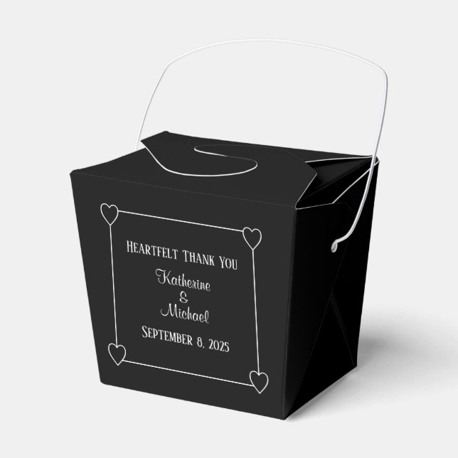 Ballotins Coeurs romantiques Noir moderne Mariage simple (Verso)