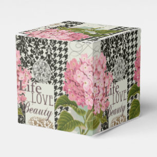 Ballotins Collage d'hortensia rose chic Art damassé vintage