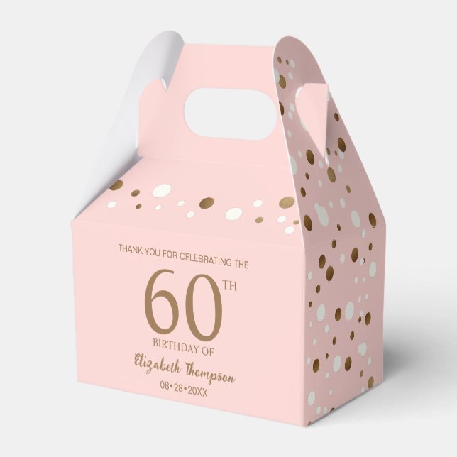 Ballotins Confetti en or rose 60e anniversaire Personnalisé (Arrière)