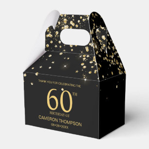 Ballotins Confettis Or Noir Élégant 60e anniversaire personn