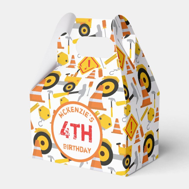 Ballotins Construction Anniversaire Fête Age Ballotin blanc (Verso)