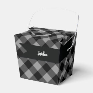 Ballotins Contenants de cadeaux à carreaux gris et noir de B
