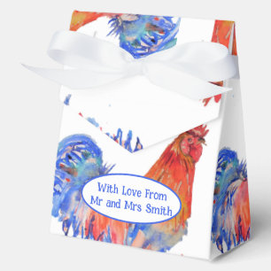 Ballotins Coq Rouge Poulet Bleu Aquarelle Mariage