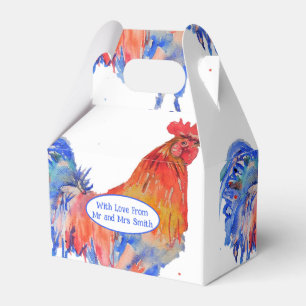 Ballotins Coq Rouge Poulet Bleu Aquarelle Mariage