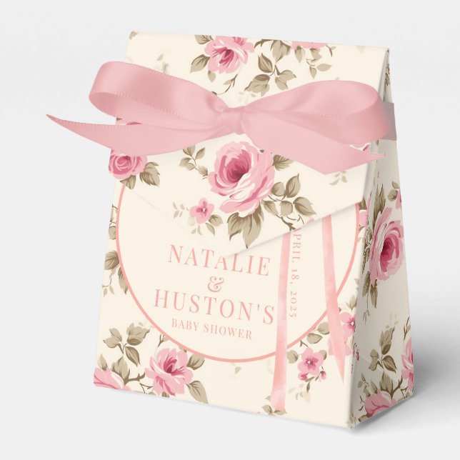 Ballotins Coquette Blush Pink Bow Floral Baby shower personn (Verso)