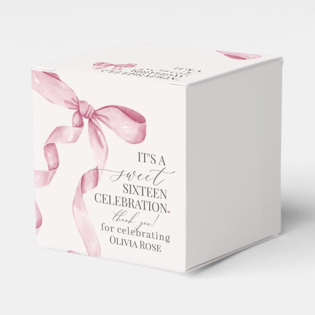 Ballotins Coquette Rose Bow Sweet 16 Anniversaire fête cadea (Verso)