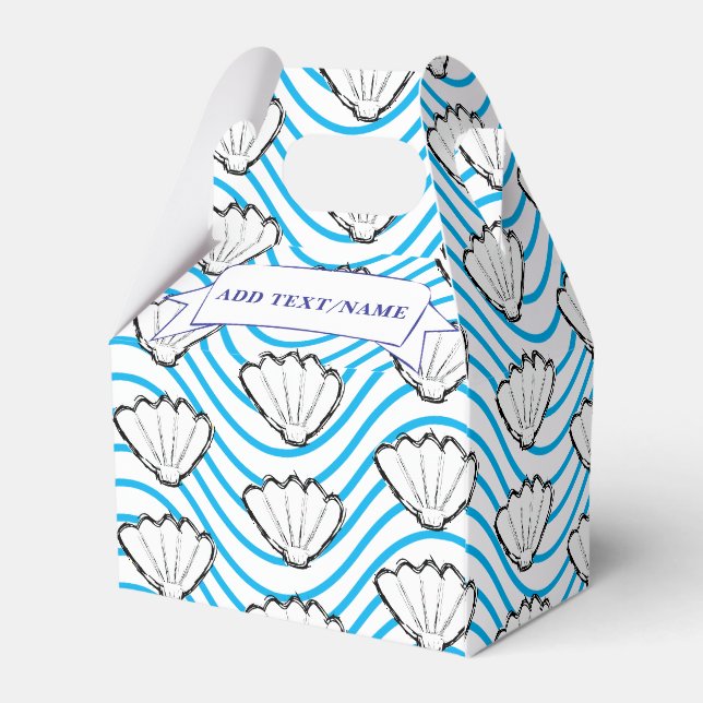 Ballotins Coquillage Blanc Et Bleu Vague Motifs Personnalisé (Arrière)