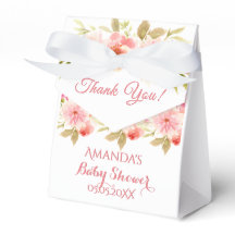 Coral pêche dahlia fleurs baby shower merci