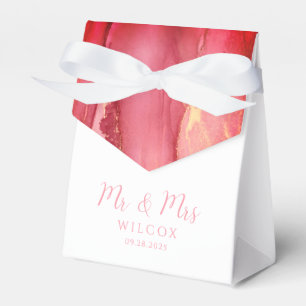 Ballotins Coral rose moderne boîte de mariage Favor