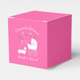 Ballotins Corgi Chien Baby shower fille rose