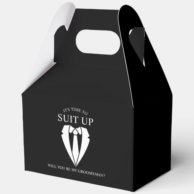 Ballotins Costume Mariage noir et Cravate Groomsman Proposit (Recto)