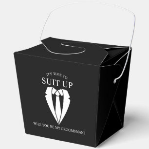 Ballotins Costume Mariage noir et Cravate Groomsman Proposit